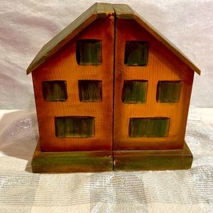 Wooden House Book Ends